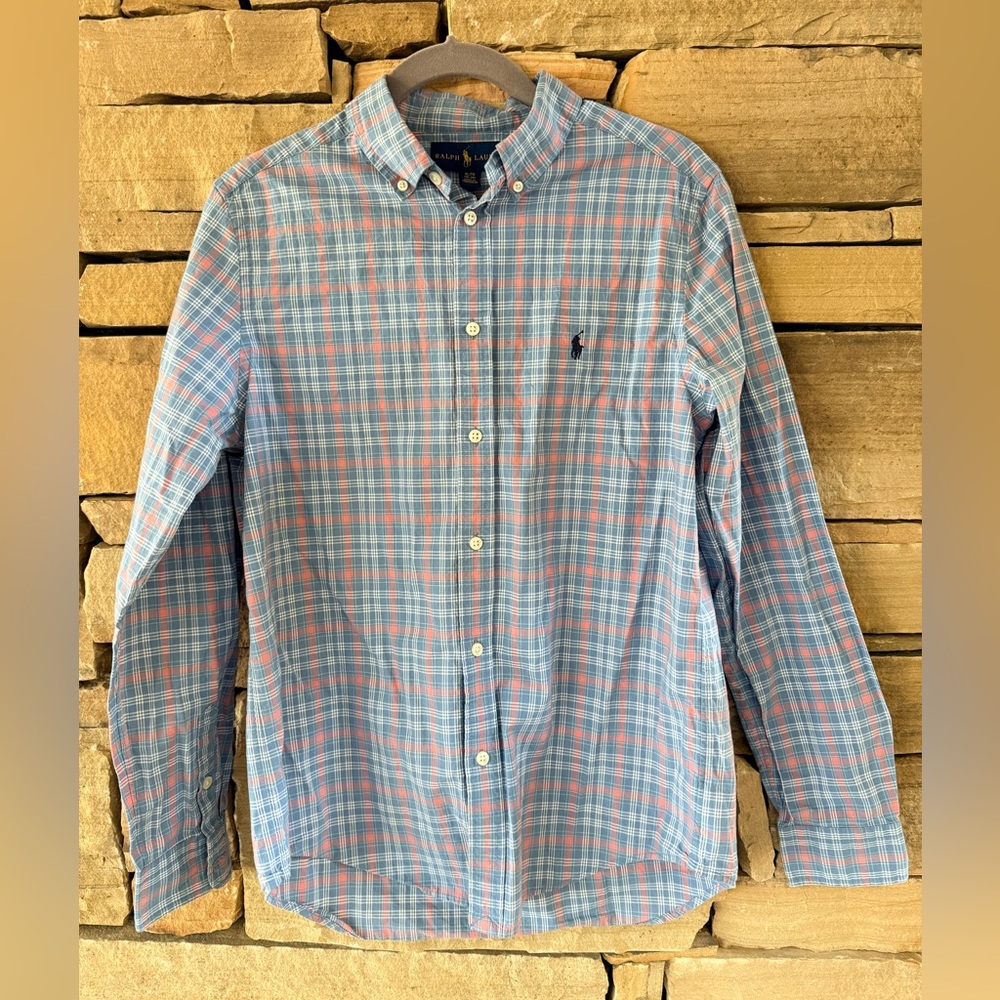 Polo by Ralph Lauren Boy’s Blue & Pink Plaid Button-Down Shirt